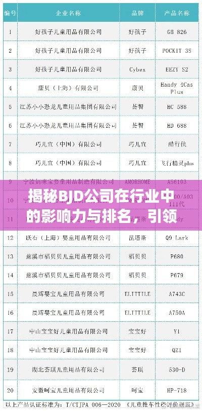 揭秘BJD公司在行业中的影响力与排名，引领潮流，不容忽视！